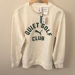 Puma Quiet Golf Men's Cream Crewneck Sweater Embroidered